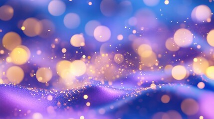 Wall Mural - Abstract bokeh background with shimmering lights in purple and blue tones, creating a dreamy atmosphere.