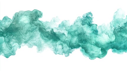 Wall Mural - Abstract turquoise smoke swirl on white background for design projects.