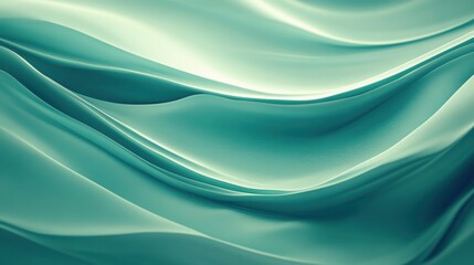 Wall Mural - Abstract teal fabric waves creating a serene and calming visual effect.