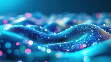 Wall Mural - Abstract waves with shimmering lights, creating a dreamy, colorful atmosphere.