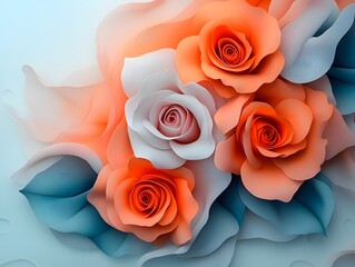 Poster - Dreamy Rose Blossom Pattern Delicate Petals Enveloped in a Hazy Ethereal Glow Evocative of a Magical Otherworldly Realm Infused with a Touch of Mysticism Soft Pastel Hued Palette