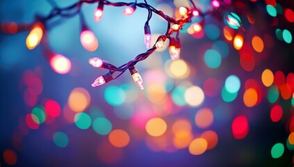 Poster - Colorful and blurred background of festive lights with vibrant hues creating a magical atmosphere for celebrations, holiday decorations, or special occasions