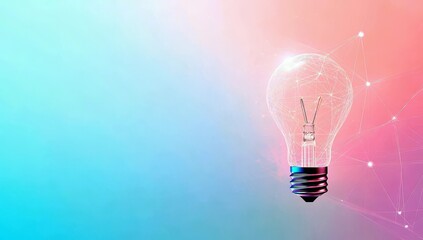 Fototapete - Abstract light bulb with digital elements on a gradient background symbolizing creativity, innovation, and technology in a modern design aesthetic