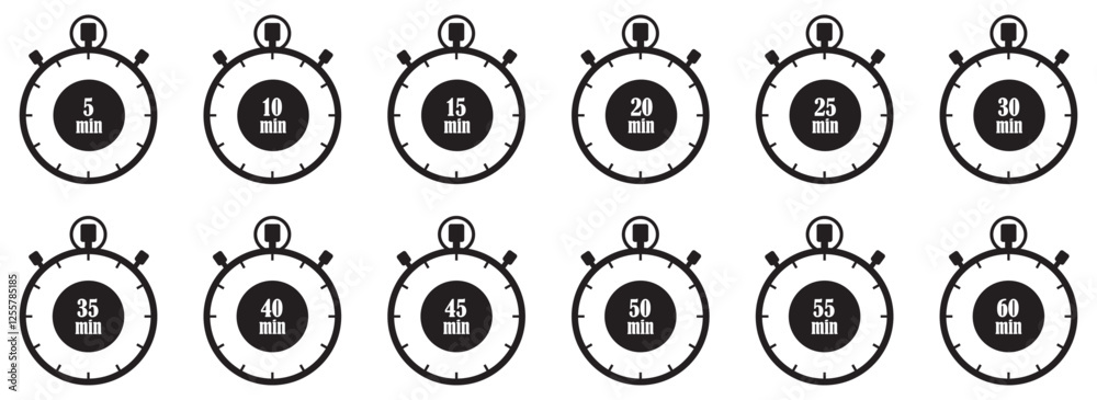 Set of timer. Stopwatch icons. Countdown icons. minutes. Stopwatch ...