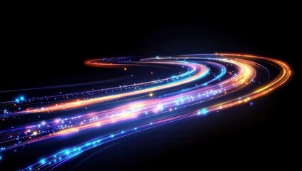 Poster - Colorful light trails swirling through a dark background, creating a dynamic and vibrant abstract visual representation of motion and energy