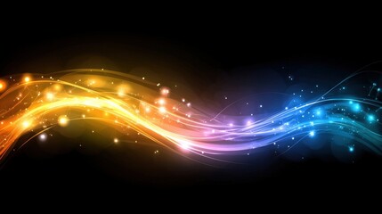 Aufkleber - dynamic light waves abstract art digital background dark environment vibrant colors energy concept f