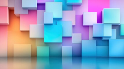 Wall Mural - Colorful abstract geometric shapes with gradient background, perfect for design purposes.