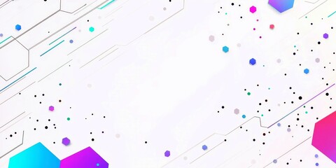 Poster - Abstract geometric background with vibrant shapes, colorful dots and flowing lines in bright colors for creative projects and digital designs