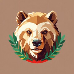 Sticker - Majestic Grizzly Bear Portrait: A Low-Poly Masterpiece