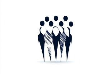 Poster - A clean minimalist icon of a group of people standing together, symbolizing teamwork and staff unity