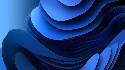 Fototapete - Blue abstract background with curved shapes and smooth flowing lines creating a modern design element