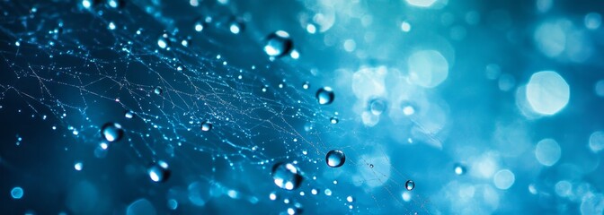 Water droplets on spider web texture composition background