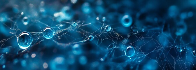 Water droplets on spider web texture composition background