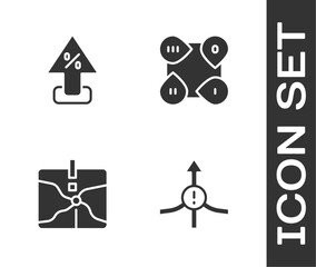 Poster - Set Arrow, Percent up arrow, Intersection point and Infographic element icon. Vector