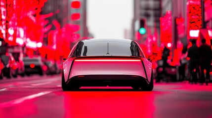Poster - All-Electric Urban Ride-Sharing Service, innovative transportation solution, alleviates city congestion, promotes eco-friendly commuting, enhances mobility for residents and visitors