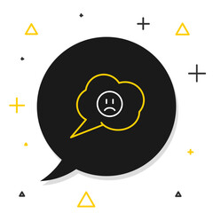Poster - Line Speech bubble with sad smile icon isolated on white background. Emoticon face. Colorful outline concept. Vector