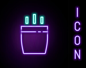 Fototapete - Glowing neon line Coffee cup icon isolated on black background. Tea cup. Hot drink coffee. Colorful outline concept. Vector