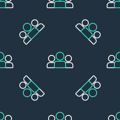Poster - line users group icon isolated seamless pattern on black background. group of people icon. business 