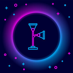 Fototapete - Glowing neon line Floor lamp icon isolated on black background. Colorful outline concept. Vector