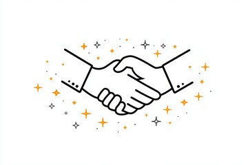 Poster - A simple, clean icon of a handshake between two people, representing staff cooperation
