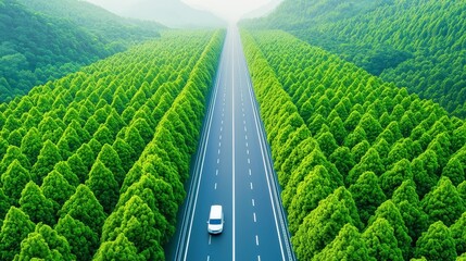 Poster - Eco-Friendly Highway for Electric and Hydrogen Vehicles, a self-sustaining transportation system featuring renewable energy sources, green infrastructure, and efficient vehicle integration