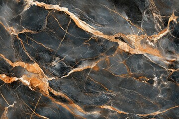 Aufkleber - Dark marble with gold veins, luxurious and elegant stone texture.