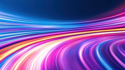 Wall Mural - Vibrant light trails on a dark background, creating a dynamic and colorful abstract pattern.