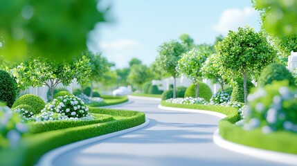 Poster - Sustainable Urban Future, envisioning a cityscape with dedicated electric vehicle roads, green spaces, eco-friendly architecture, promoting clean transportation and urban harmony.