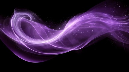 Poster - Abstract Background Featuring Deep Purple Wave Patterns with Vibrant Neon Glowing Edges
