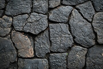 Poster - Dark, unevenly shaped stones create a textured, rugged pavement.