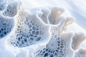 Poster - Intricate, swirling patterns of frost create a mesmerizing icy landscape resembling coral or lace.