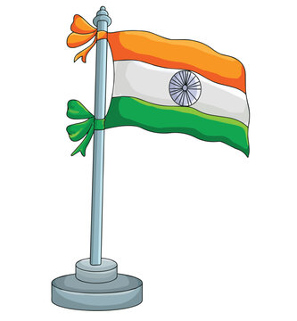 Cute cartoon hand drawn vector Indian flag clipart.