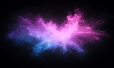 Fototapete - A vibrant explosion of pink and blue smoke against a dark background, creating a stunning visual effect.