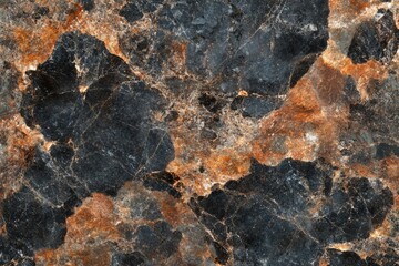Aufkleber - Dark marble texture with rusty orange veins and cracks, creating a dramatic and unique stone pattern.