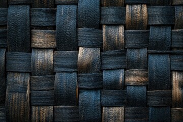 Poster - Dark woven texture, intricate pattern of interwoven dark and brown strands creating a complex visual.