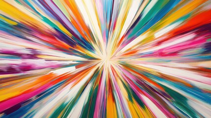 Poster - Vibrant radial burst of colorful speed lines in dynamic abstract explosion