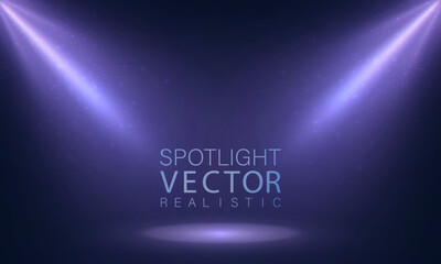 Poster - Abstract blue spotlight beam on dark background. Bright background for design and illustrations with space for presentations. Vector