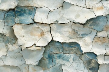 Aufkleber - Cracked and weathered surface with blue and beige tones, showing texture and age.