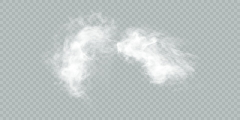 Poster - Fog or smoke isolated transparent background. White cloud, fog, smog, dust, steam. Vector 10 EPS