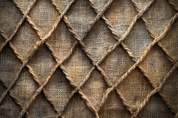 Poster - A rustic burlap texture with diamond patterned stitching, creating a textured background.