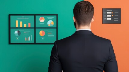 Poster - Business Professional Analyzing Data Charts in Modern Office Environment