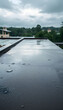 © Lola - Ponding standing water on a flat roof after heavy rain, retro style. with white shades