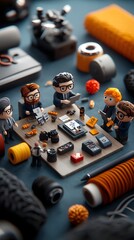 Poster - Animated group of 3D characters brainstorming and collaborating on product development ideas in a cozy and modern boardroom setting
