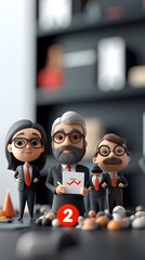 Poster - Animated Cartoon Characters of 3D Business Team Presenting New Ideas and Concepts in a Modern Sleek Office Workspace
