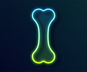 Fototapete - Glowing neon line Dog bone icon isolated on black background. Pets food symbol. Vector