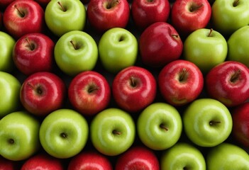 Wall Mural - Top view of red and green apples