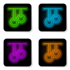 Poster - glowing neon line gymnastic rings icon isolated on white background. playground equipment with hangi