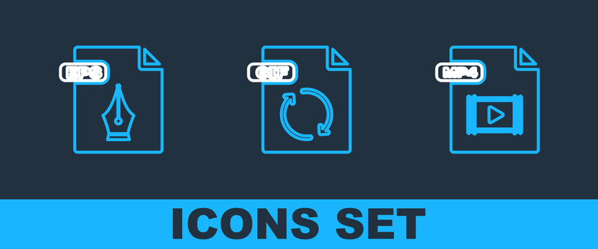 Set line MP4 file document, EPS and GIF icon. Vector