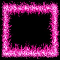 Wall Mural - A hyper-realistic frame of vivid pink flames, forming a perfect rectangular border. The fire flickers dynamically with high detail, featuring bright magenta and fuchsia hues blending into soft white-h