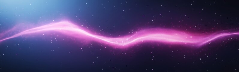 Leinwandbilder - A vibrant pink light wave flows through a dark starry background, creating an ethereal and cosmic atmosphere.